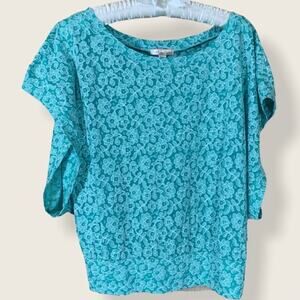 Lux for Urban Outfitters Aqua Blue Floral Dolman Top Size Medium